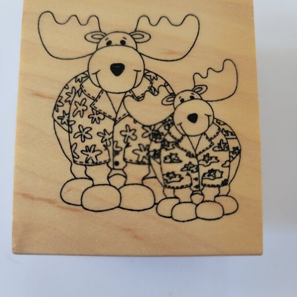 2008 Great Impressions Vicki Schreiner Rubber Stamp Moose in Pajamas - Picture 3 of 6